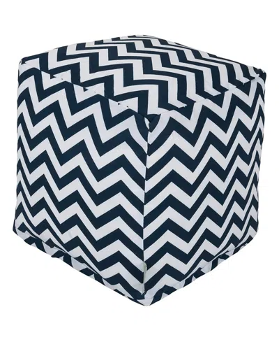 Majestic Home Goods Chevron Ottoman Pouf Cube With Removable Cover 17" X 17" In Blue