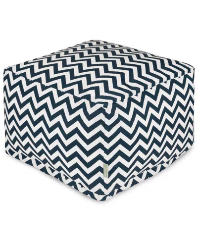 Majestic Home Goods Chevron Ottoman Square Pouf With Removable Cover 27" X 17" In Green