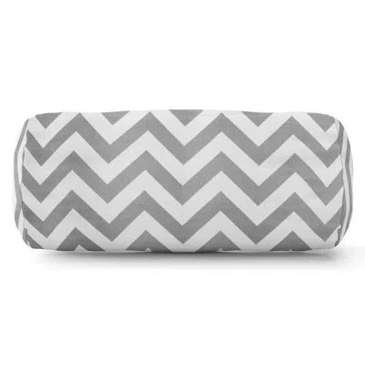 Majestic Home Goods Chevron Outdoor Bolster Cotton Throw Pillow In Gray