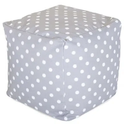 Majestic Home Goods Ikat Dot Pouf Outdoor Ottoman With Cushions In Gray