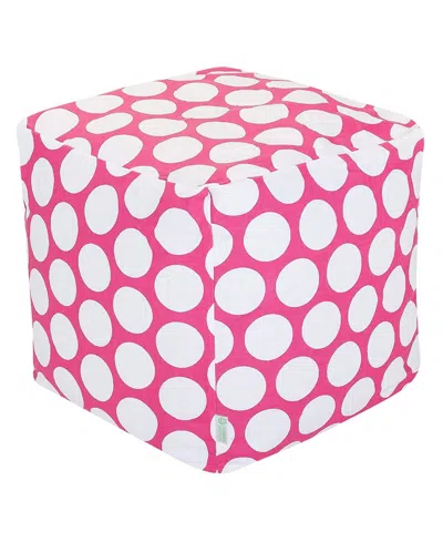 Majestic Home Goods Large Polka Dot Ottoman Pouf Cube 17" X 17" In Pink