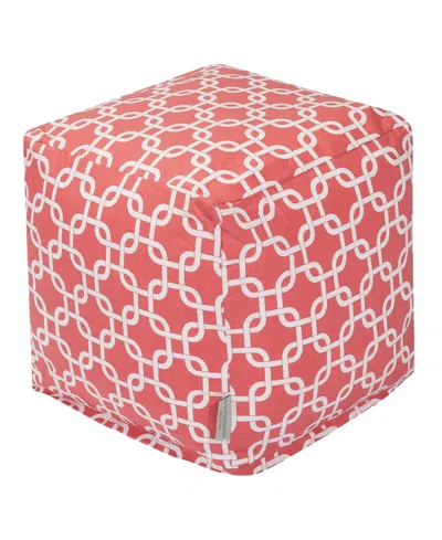 Majestic Home Goods Links Ottoman Pouf Cube With Removable Cover 17" X 17" In Red