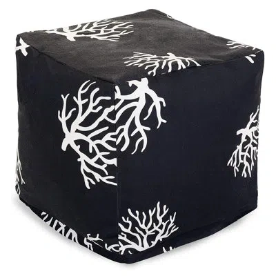 Majestic Home Goods Outdoor Ottoman With Cushion In Black