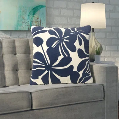 Majestic Home Goods Plantation Outdoor Rectangular Throw Pillow In Red Floral,navy Blue