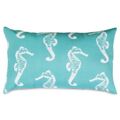 Majestic Home Goods Seahorse Outdoor Rectangular Pillow Cover & Insert In Teal