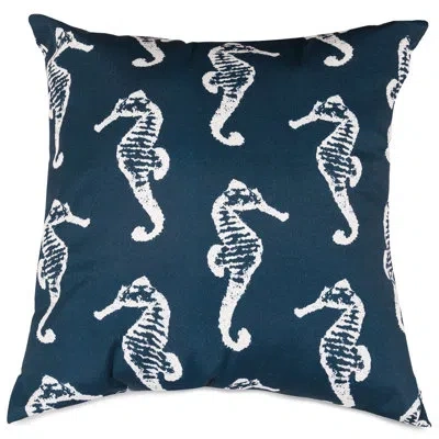 Majestic Home Goods Seahorse Outdoor Throw Pillow In Navy