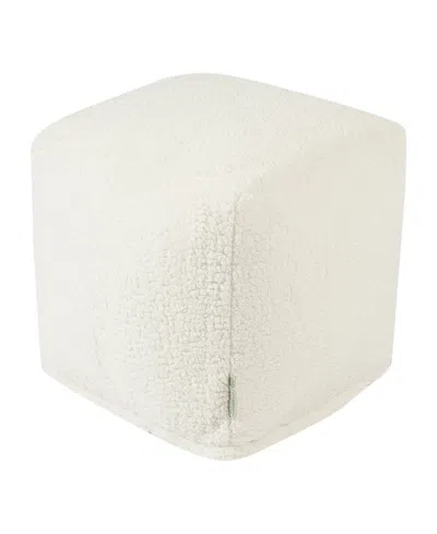 Majestic Home Goods Sherpa Ottoman Pouf Cube 17" X 17" In White