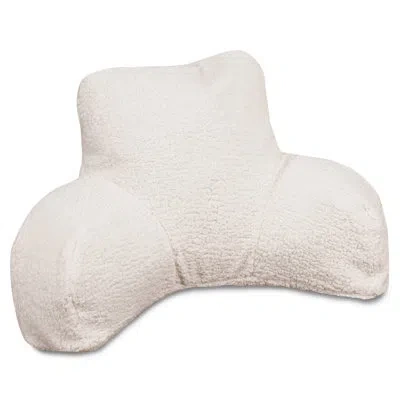 Majestic Home Goods Solid Sherpa Faux Leather Backrest Pillow In Cream