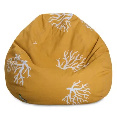 Majestic Home Goods Standard Outdoor Friendly Bean Bag Chair In Polyester Yellow Coral