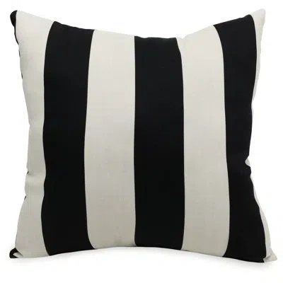 Majestic Home Goods Striped Outdoor Square Throw Pillow In Black,cream