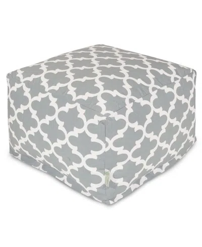 Majestic Home Goods Trellis Ottoman Square Pouf 27" X 17" In Gray
