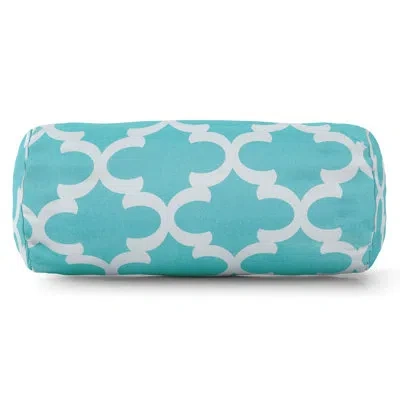 Majestic Home Goods Trellis Outdoor Bolster Pillow Cover & Insert In Teal