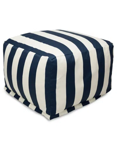 Majestic Home Goods Vertical Stripe Ottoman Square Pouf 27" X 17" In Blue