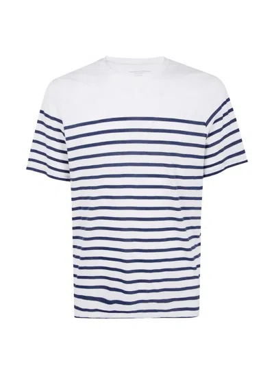 Majestic Ighe And Solid Carre Round Neck Sweater In White