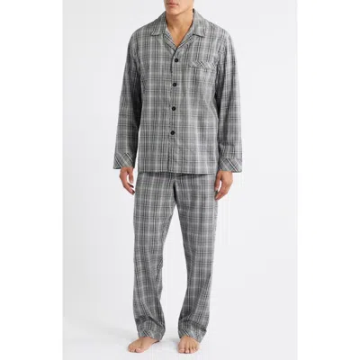 Majestic International Ash Plaid Cotton Pajamas In Gray