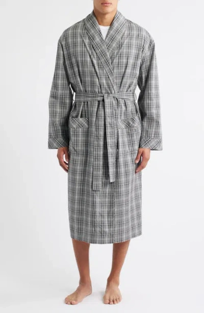 Majestic International Ash Plaid Cotton Robe In Gray