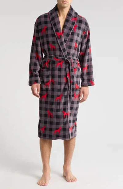 Majestic International Chalet Chic Plush Shawl Collar Robe In Dog