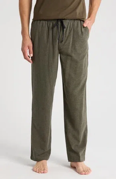Majestic Men's Citified Flannel Lounge Pants In Olive Black Trim
