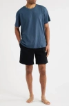 Majestic International Cotton Blend Pajama T-shirt & Waffle Shorts Set In Blue