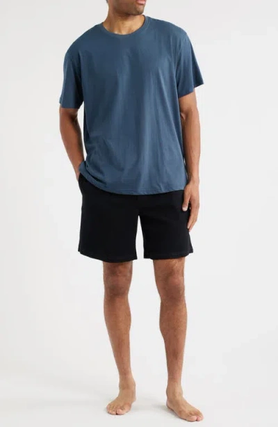 Majestic International Cotton Blend Pajama T-shirt & Waffle Shorts Set In Blue
