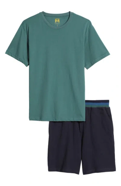 Majestic International Cotton Blend Pajama T-shirt & Waffle Shorts Set In Multi