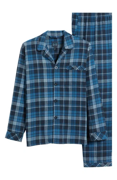 Majestic International Country Cotton Flannel Pajamas In Blue Plaid