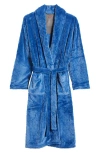 Majestic International Crossroads Basket Weave Fleece Robe In Denim Blue