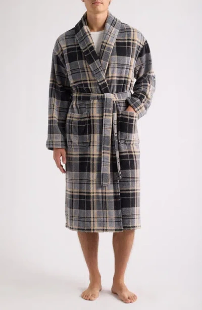 Majestic International Firelight Plush Shawl Robe In Black