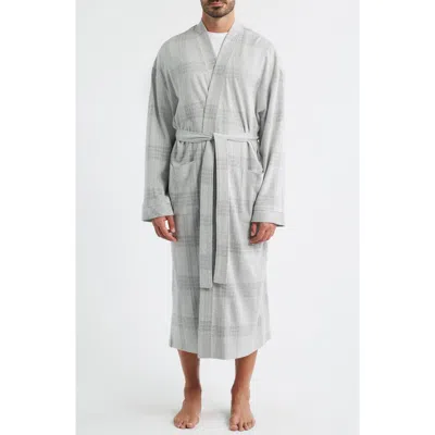 Majestic International Frosted Windows Plaid Cotton Blend Flannel Robe In Gray