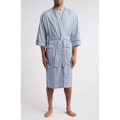 Majestic International Grecian Print Woven Robe In Jewel Blue