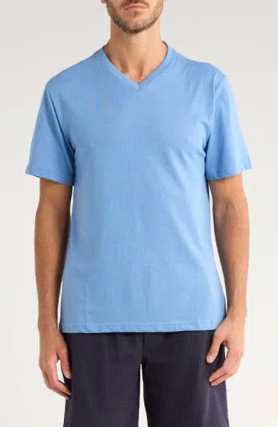 Majestic International Grecians V-neck Knit T-shirt In Blue