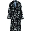 Majestic International High Note Skull Print Plush Shawl Robe In Skull