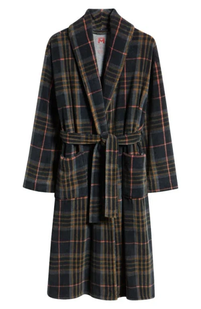 Majestic Men's Plaid Plush Fleece Robe In Charcoal