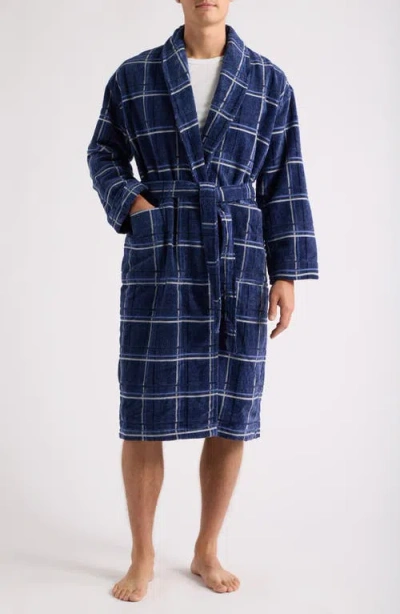 Majestic International Out Of Office Stripe Terry Velour Robe In Midnight