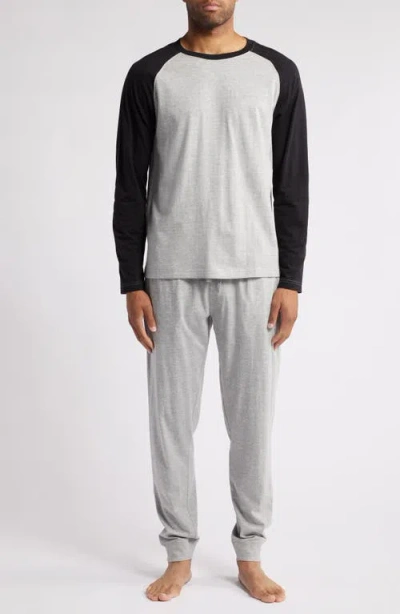 Majestic International Pine Valley Jogger Pajamas In Heather Grey Black