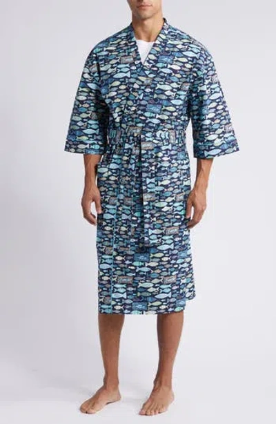 Majestic International Print Woven Robe In Blue