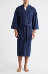 Majestic International Shadow Hibiscus Terry Cloth Robe In Blue