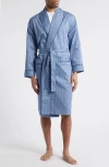 Majestic International Stripe Shawl Collar Cotton Robe In Navy/blue