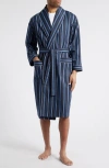 Majestic International Stripe Shawl Collar Cotton Robe In Stone