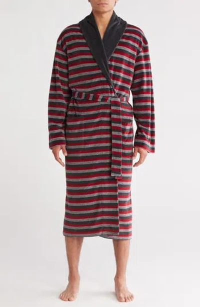 Majestic International Stripe Shawl Robe In Gray