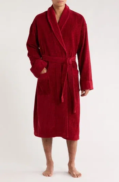 Majestic International Textured Cotton Terry & Velour Robe In Red