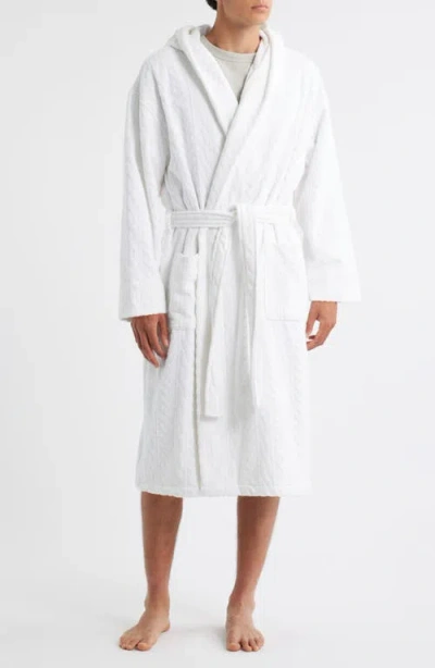Majestic International Textured Cotton Terry Cloth Hooded Robe In White