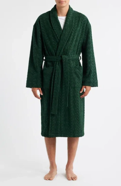 Majestic International Textured Cotton Terry Cloth Shawl Collar Robe In Green