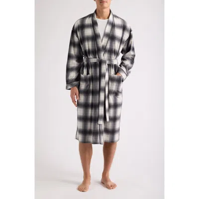 Majestic International Textured Microfleece Kimono Robe In Black