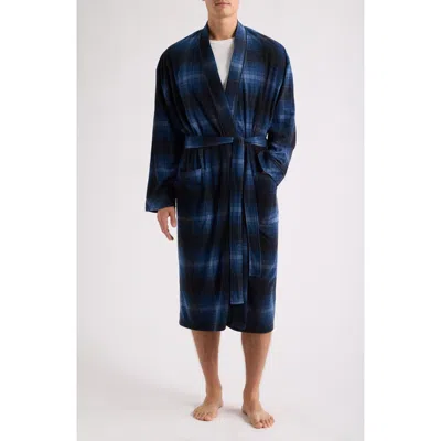 Majestic International Textured Microfleece Kimono Robe In Blue