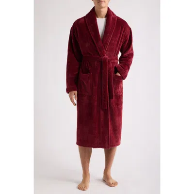 Majestic International Textured Plush Shawl Robe In Cabernet