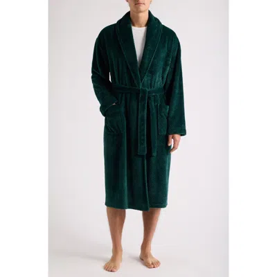 Majestic International Textured Plush Shawl Robe In Evergreen