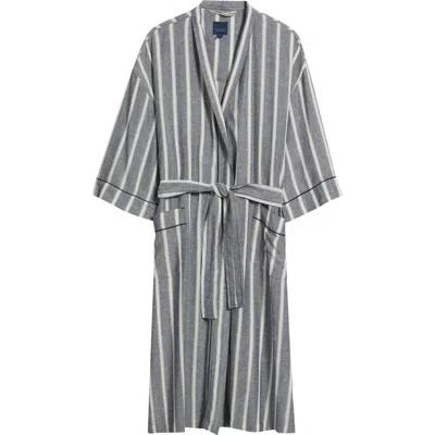 Majestic International Textured Retreat Stripe Shawl Collar Woven Cotton Robe In Multi