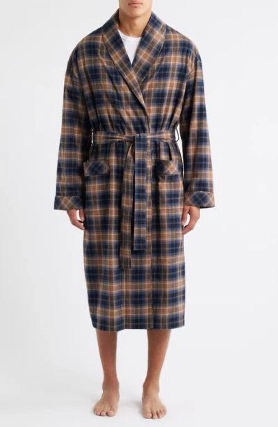Majestic International Time Out Flannel Robe In Blue