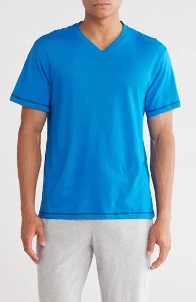 Majestic International V-neck Sleep T-shirt In Blue